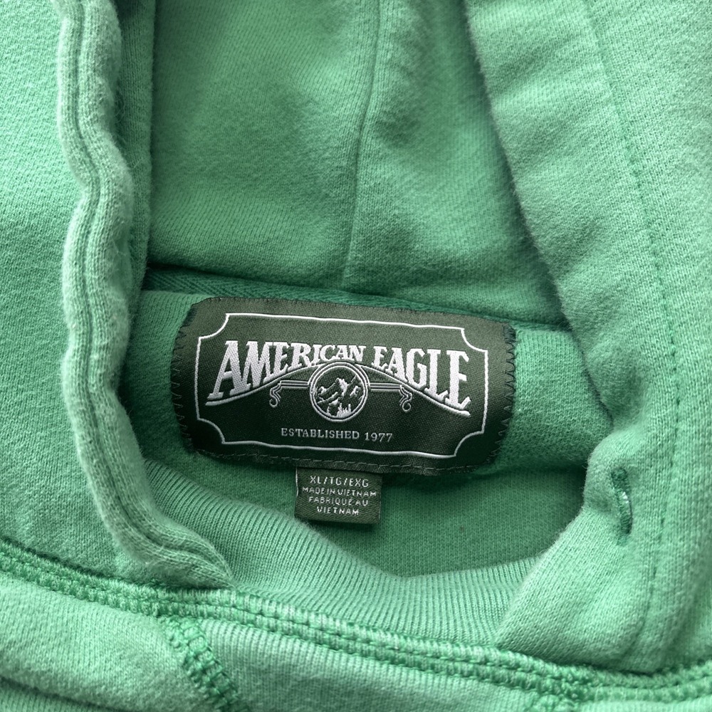 American Eagle Womens Size XL Hoodie Green Logo Y2K - Picture 4 of 8